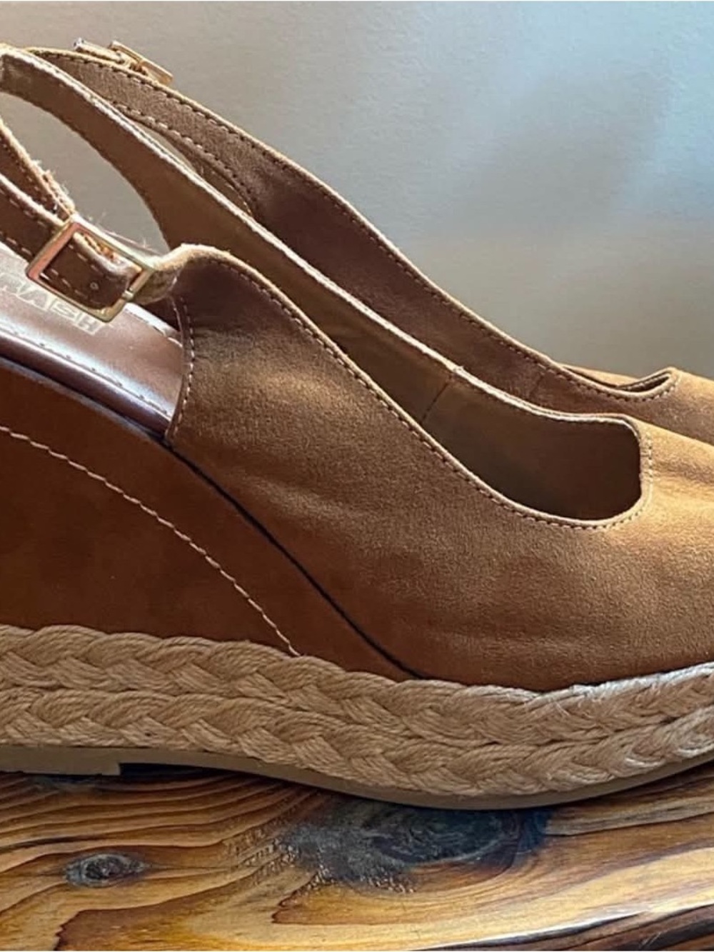 Brash Tan Espadrille Wedge Slingback Size 10